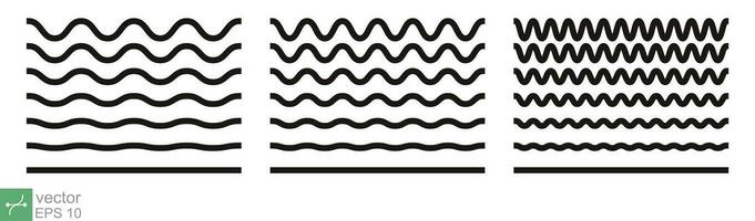 scarabocchio, zigzag linea modello. ondulato, ondulato, ondulazione, onda linea, nero sottolinea, liscio e ondulato orizzontale formosa scarabocchi. vettore illustrazione isolato su bianca sfondo. eps 10.