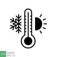 tempo metereologico temperatura termometro icona. semplice solido stile cartello per ragnatela e app. termometro con freddo e caldo simbolo. glifo vettore illustrazione isolato su bianca sfondo. eps 10.