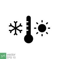 tempo metereologico temperatura termometro icona. semplice solido stile cartello per ragnatela e app. termometro con freddo e caldo simbolo. glifo vettore illustrazione isolato su bianca sfondo. eps 10.