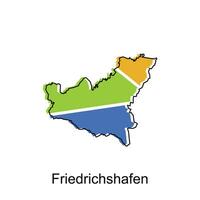 friedrichshafen città di Tedesco carta geografica vettore illustrazione, vettore modello con schema grafico schizzo stile isolato su bianca sfondo