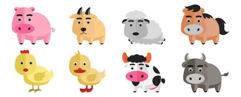 clipart impostato di bestiame con carino design vettore