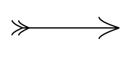 freccia semplice mano disegnato vettore illustrazione, orizzontale cartello puntamento direzione per giusto
