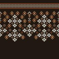 etnico geometrico tessuto modello attraversare punto.ikat ricamo etnico orientale pixel modello Marrone sfondo. astratto, vettore, illustrazione. trama, abbigliamento, cornice, decorazione, motivi, seta sfondo. vettore