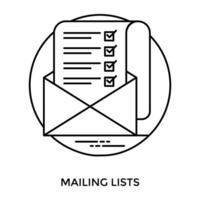 un' verificato elenco In arrivo su di un Busta portando concetto di mailing elenco icona vettore