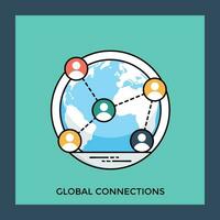 un' globo collegato un' Rete di profili iconizzante concetto per globale connessioni vettore