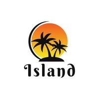tropicale isola con palma alberi logo modello design vettore, estate logo design vettore