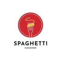 pasta spaghetto logo design creativo idea con cerchio vettore