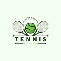 tennis logo disegno, torneo sport, palla e racchetta vettore semplice silhouette illustrazione