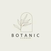 foglia linea logo, bellissimo mano disegnato disegno, botanico minimalista vettore, semplice biologico pianta femminile logo vettore