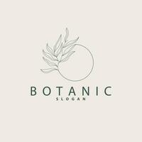 foglia linea logo, bellissimo mano disegnato disegno, botanico minimalista vettore, semplice biologico pianta femminile logo vettore