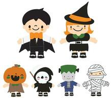 adorabile Halloween cartone animato personaggio illustrazione vettore