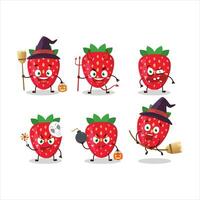 Halloween espressione emoticon con cartone animato personaggio di fragola vettore