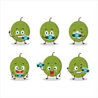 fotografo professione emoticon con melone cartone animato personaggio vettore