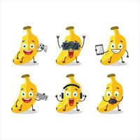 Banana cartone animato personaggio siamo giocando Giochi con vario carino emoticon vettore