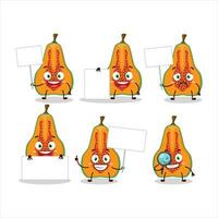 fetta di papaia cartone animato personaggio portare informazione tavola vettore