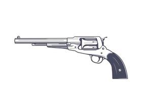 vecchio revolver, singola azione, sei colpi, illustrazione vettoriale di pistola a percussione