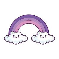 Kawaii arcobaleno con nuvole fumetto disegno vettoriale vector