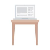 computer portatile sul disegno vettoriale del tavolo di casa