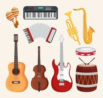 set di simboli di strumenti musicali disegno vettoriale