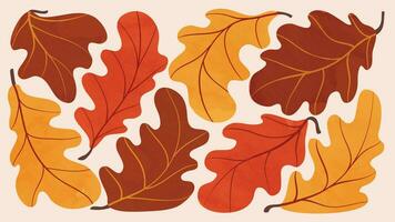astratto arte autunno sfondo vettore. botanico autunno stagione mano disegnato modello design con quercia le foglie. semplice contemporaneo stile illustrato design per tessuto, Stampa, coperchio, striscione, sfondo. vettore