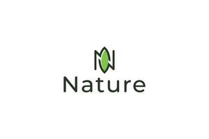 lettera n moderno naturale frondoso linea arte minimo logo vettore