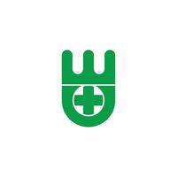 lettera w più medico simbolo geometrico design logo vettore