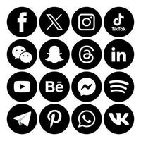 nero e bianca sociale media icone impostato logo vettore illustratore Rete