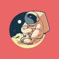 astronauta solo su un' pianeta vettore illustrazione. esplorazione, scienza, spazio design concetto.