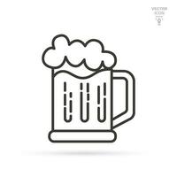 birra boccale linea icona, oktoberfest e alcol, birra bicchiere icona, alcool bere. isolato vettore illustrazione