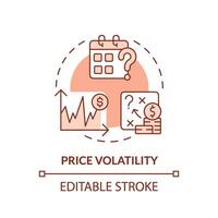 modificabile prezzo volatilità icona che rappresentano heatflation concetto, isolato vettore, magro linea illustrazione di globale riscaldamento impatto. vettore