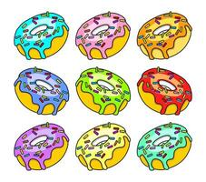 collezione di colorato ciambelle icona impostato vettore