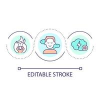 trattare con panico attacco ciclo continuo concetto icona. mentale Salute miglioramento. trova interno pace astratto idea magro linea illustrazione. isolato schema disegno. modificabile ictus vettore
