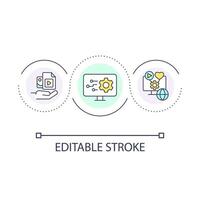 condivisione soddisfare ciclo continuo concetto icona. spedizione su sociale media. SMM strategia. digitale marketing astratto idea magro linea illustrazione. isolato schema disegno. modificabile ictus vettore