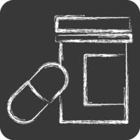 icona prescrizione droghe. relazionato per dipendenza dizionario simbolo. gesso stile. semplice design modificabile. semplice illustrazione vettore