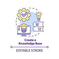 creare conoscenza base concetto icona. Prodotto caratteristica e applicazione formazione astratto idea magro linea illustrazione. isolato schema disegno. modificabile ictus vettore