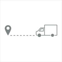 consegna, camion in movimento per un' punto su il carta geografica icona vettore