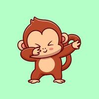 carino scimmia tamponando cartone animato vettore icona illustrazione. animale natura icona concetto isolato premio vettore. piatto cartone animato stile