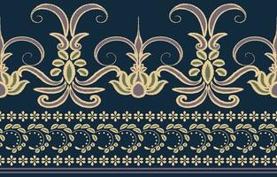 ikat etnico modello floreale confine azteco astratto modello design per trame, tessuti, indumenti, avvolge, decorazioni, tappeti. vettore