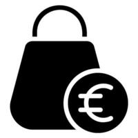 icona del glifo con borsa della spesa vettore