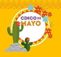 poster di cinco de mayo con cactus e decorazione vettore