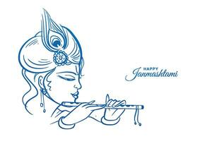 contento Janmashtami saluti con signore krishna schizzo carta design vettore