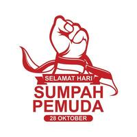somma pemuda Oktober 28th logo disegno, indonesiano gioventù eroe dichiarazione vettore