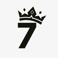 corona logo su lettera 7 vettore modello per bellezza, moda, elegante, lusso cartello