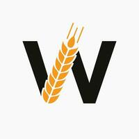 lettera w Grano logo per agricoltura simbolo vettore modello
