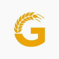 lettera g Grano logo per agricoltura simbolo vettore modello