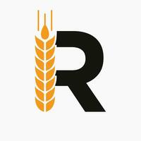 lettera r Grano logo per agricoltura simbolo vettore modello