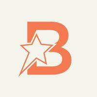 stella logo su lettera B in movimento stella simbolo vettore modello