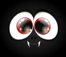 carino divertente cartone animato Halloween vampiro pauroso viso con zanne vettore