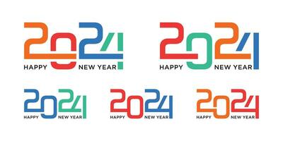 2024 contento nuovo anno logo design modello vettore illustrazione con unico moderno concetto
