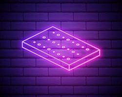 icona della luce al neon del materasso ortopedico. memory foam, lattice, materasso a molle. biancheria da letto. illustrazione vettoriale isolato